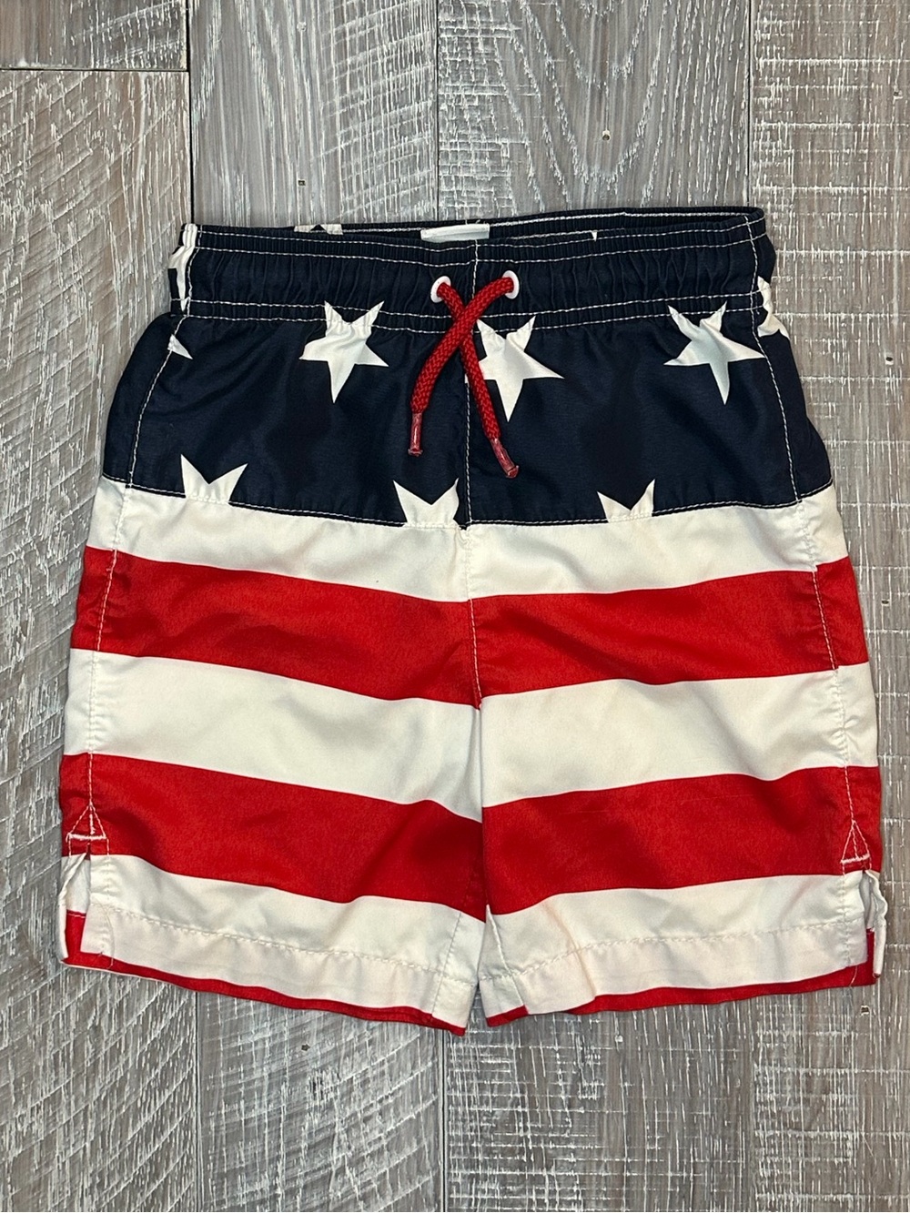 Children’s Place American Flag Swim Shorts in Red, White & Blue